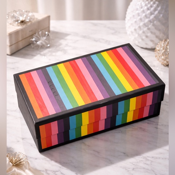 Gucci Multicolor Striped Shoe Box Rainbow Men’s Shoe Box LIMITED EDITION
